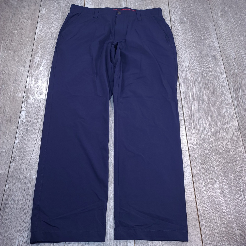 Under Armour Golf Pants Mens 36x30 Navy Blue HeatGear Performance Trousers